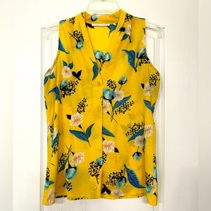 Yellow Floral Sleeveless Top